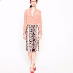 J. Crew Silk Wool Snakeskin No.2 Pencil Skirt Sz 4